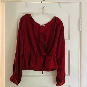scarlet red silk blouse 🌹